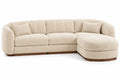 Canapé d'angle beige à méridienne arrondie et dossier enveloppant